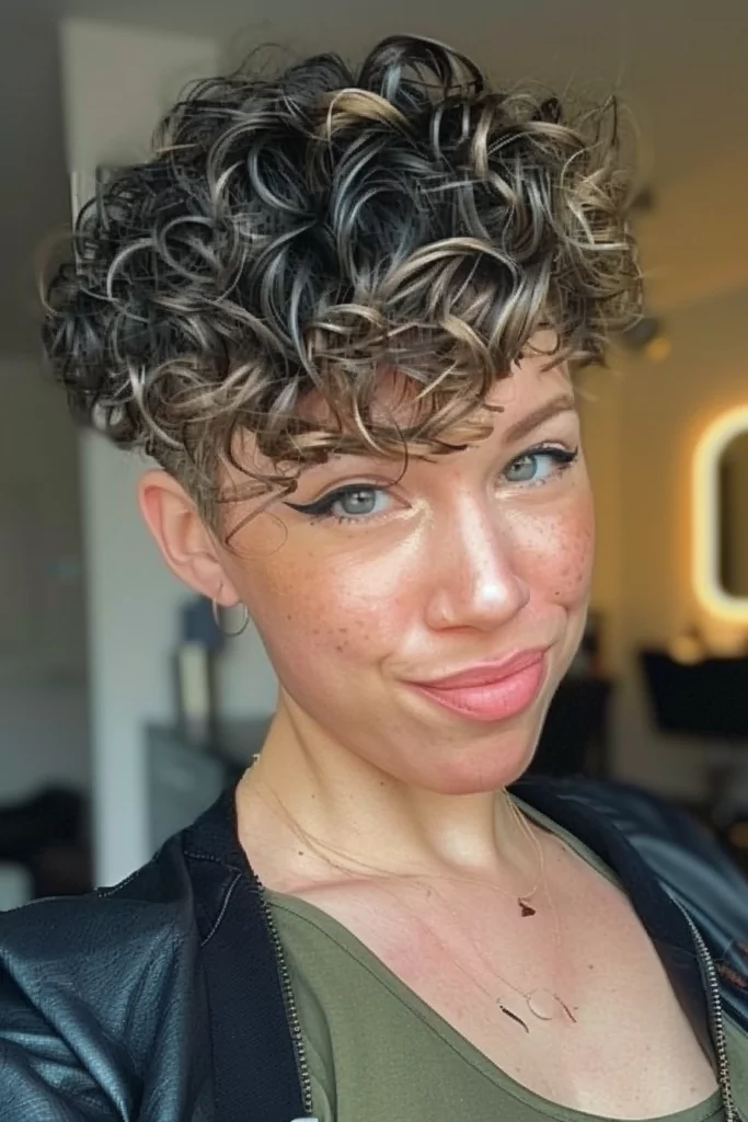 Edgy Long Pixie for Curly Hair