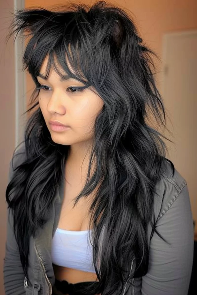 Fancy Long Wolf Hairstyle for Brunettes