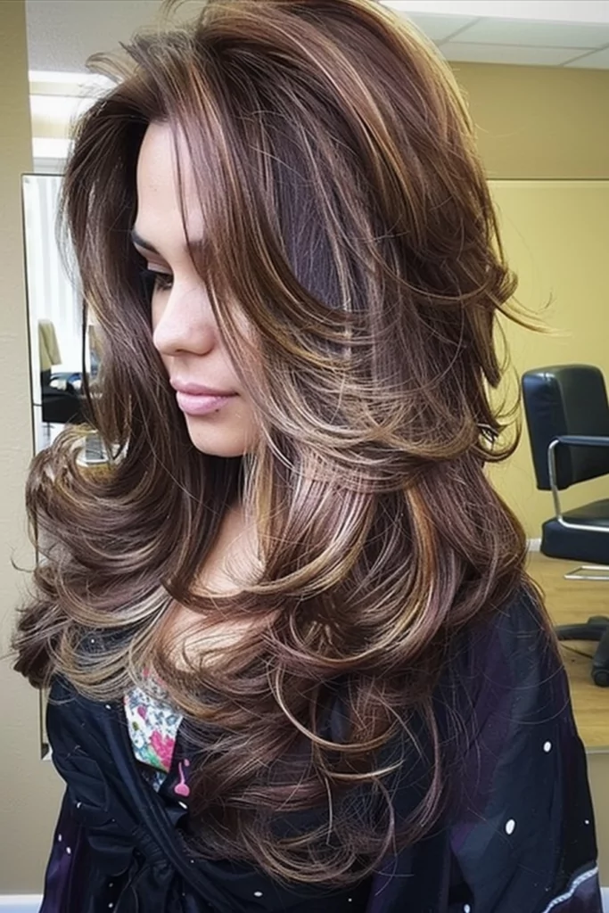 Long Layered Flicked Hairstyle