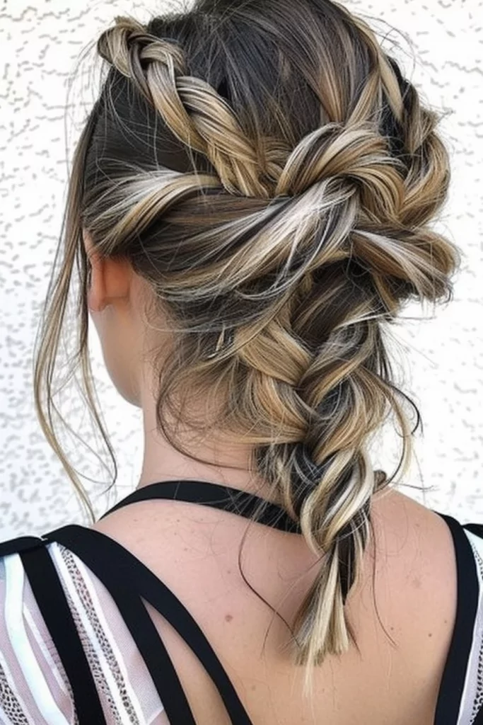 Low Bun With Two Braids Updo