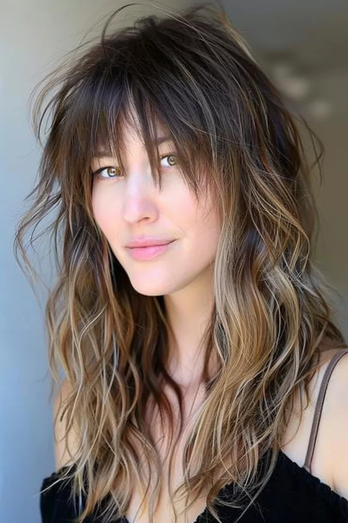 Medium To Long Shag With Bangs For Fine Hair
