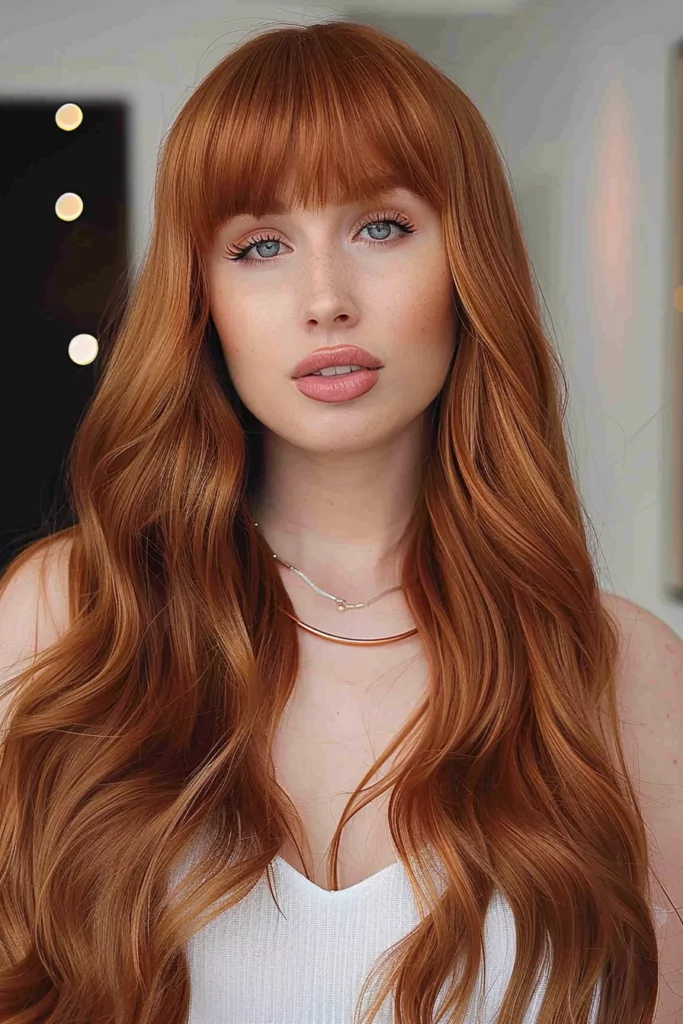 Naturally Ginger Long Hair with Fringe for ladies with thick hair