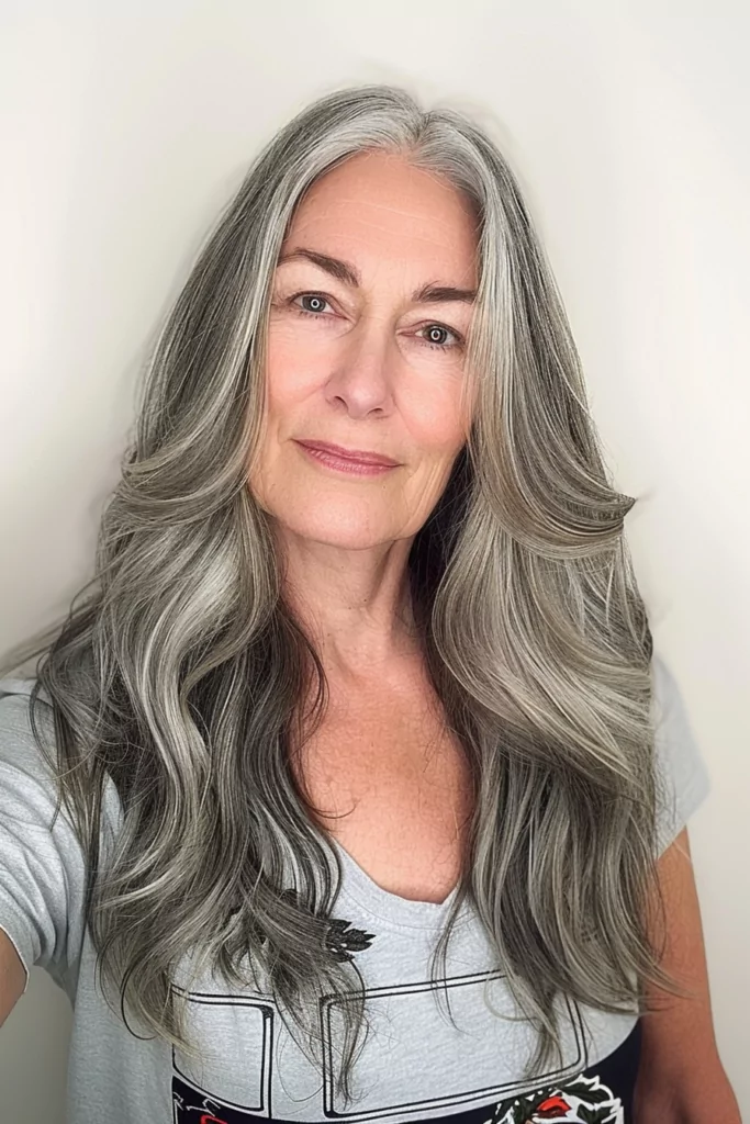 Naturally Graying Long Hairstyle