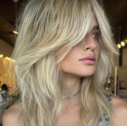 Ash Blonde Shag with Heavy Layers