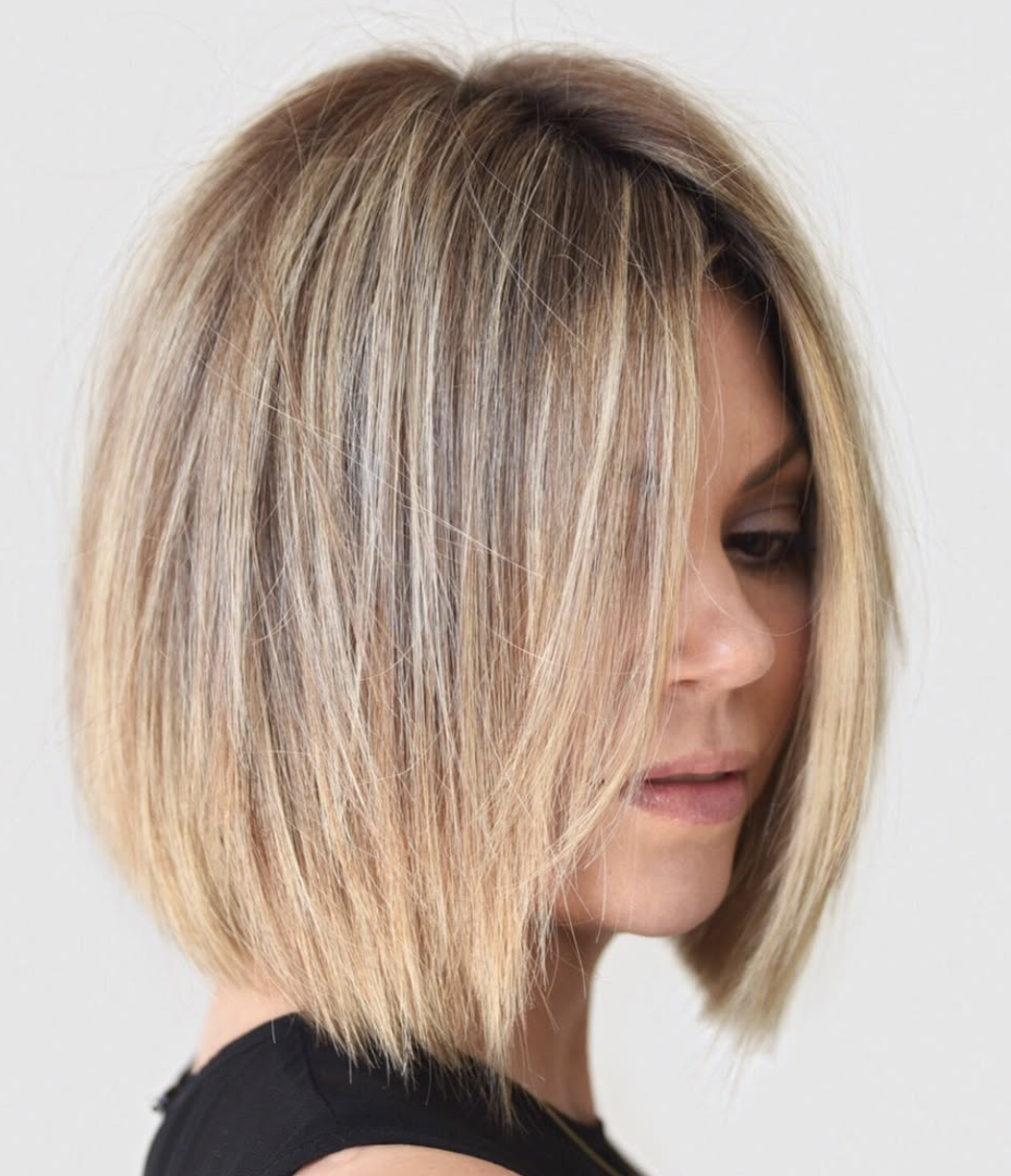 Blunt Medium Length Bob with Textured Ends