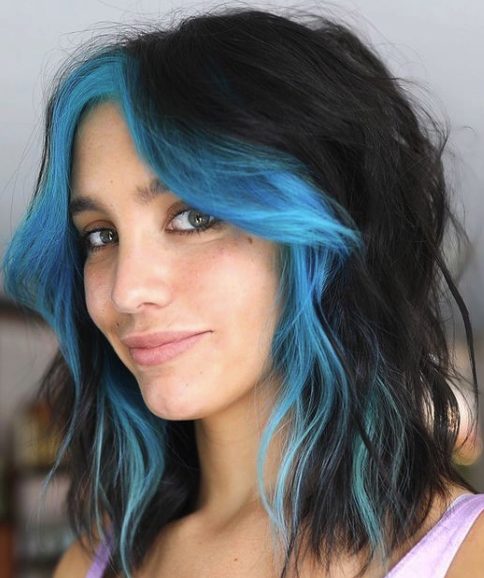 Bold Black and Blue Shag with Edgy Layers