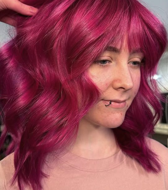 Bold Magenta Shag with Choppy Layers
