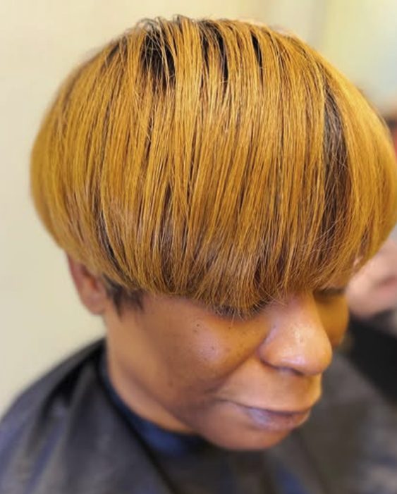 Bowl Cut with Feathered Bangs