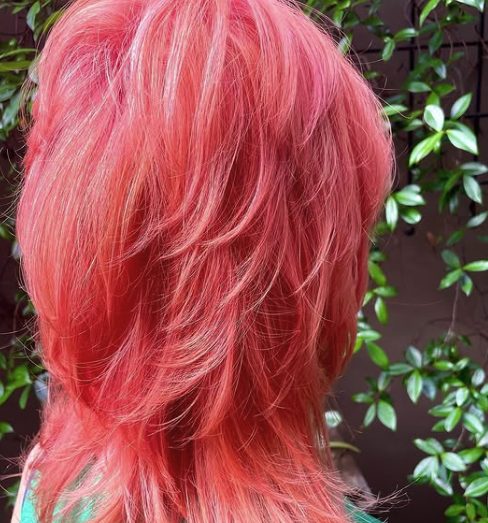 Bright Coral Shag with Layered Waves