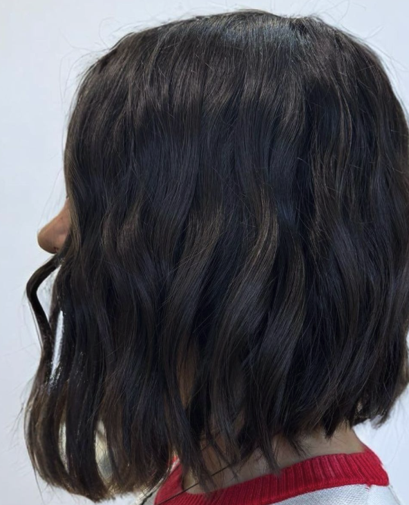 Brunette A-Line Bob with Light Waves