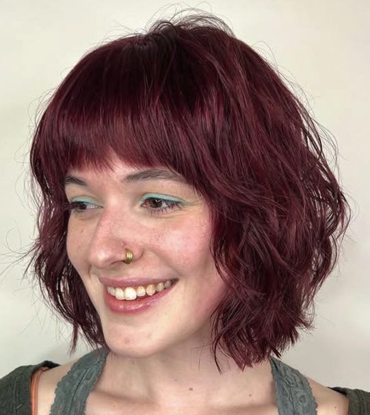 Burgundy Shag with Slight Waves