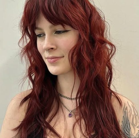 Cherry Red Shag for Voluminous Curls