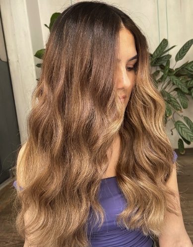 Chestnut Brown Waves with Blonde Tips