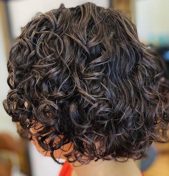 Curly Layered Bob for Round Faces