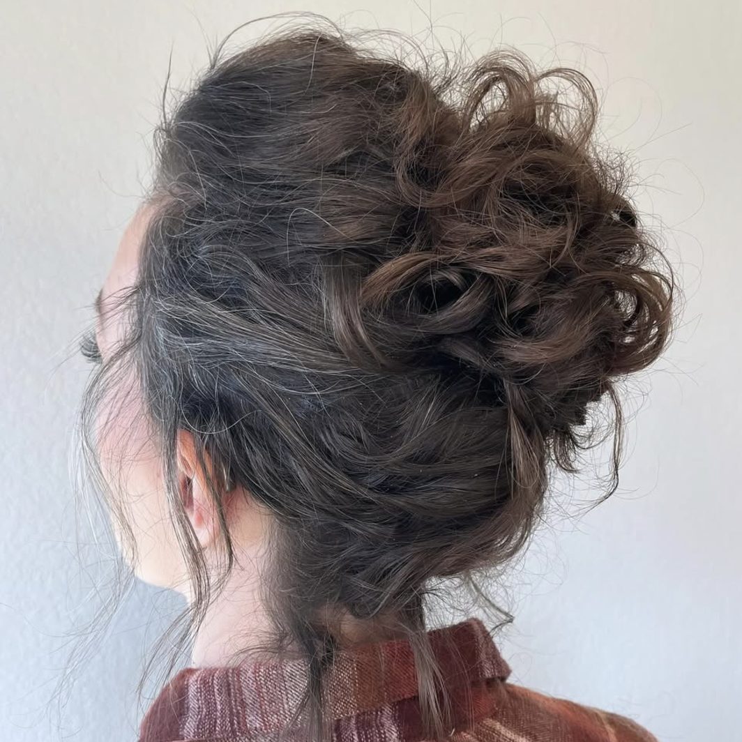 Curly Textured High Bun