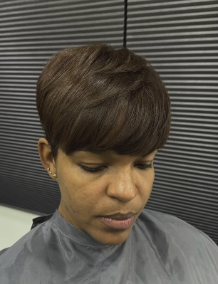 Dark Brown Pixie with Textured Top