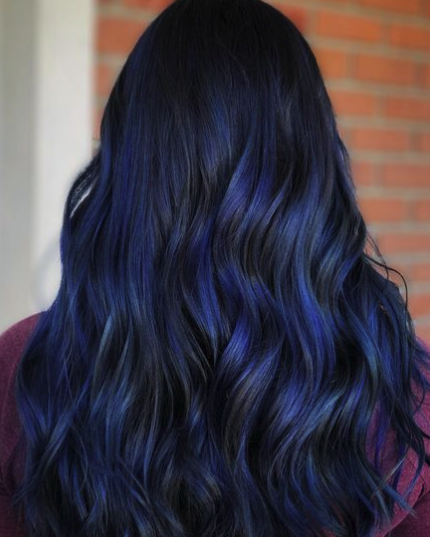 Dark Brown with Bold Blue Streaks