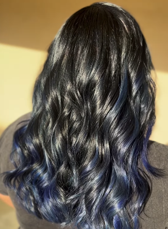Dark Brown with Electric Blue Balayage