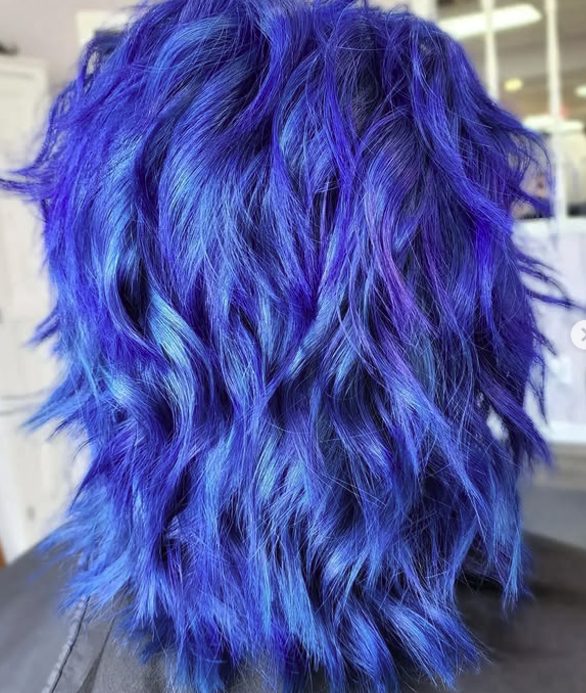 Electric Blue Shag with Spiky Layers
