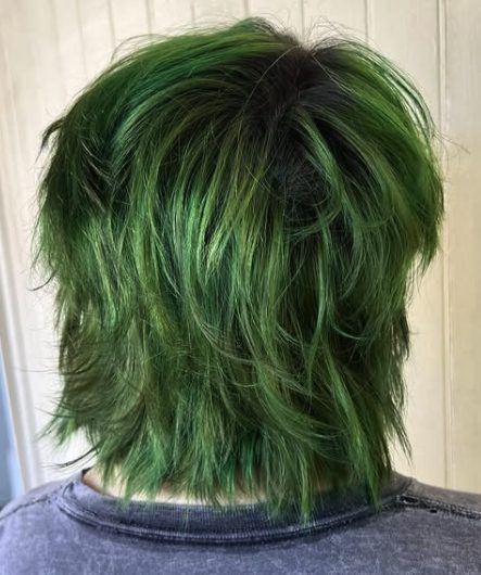 Emerald Green Shag with Textured Ends