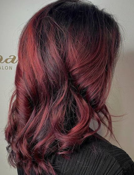 Fiery Red Ombre on Dark Brown