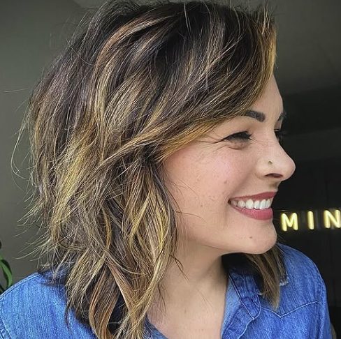 Layered Shag with a Dramatic Side Part