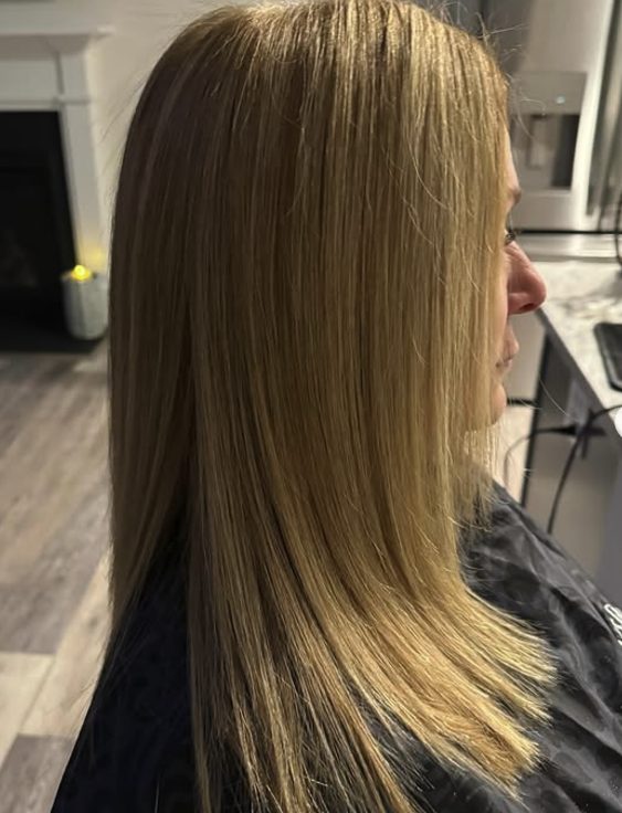 Long Straight Hair with See-Through Bangs