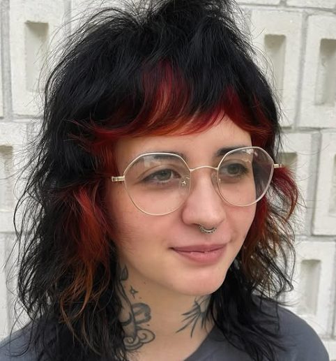 Medium-Length Shag with Fiery Red Tips