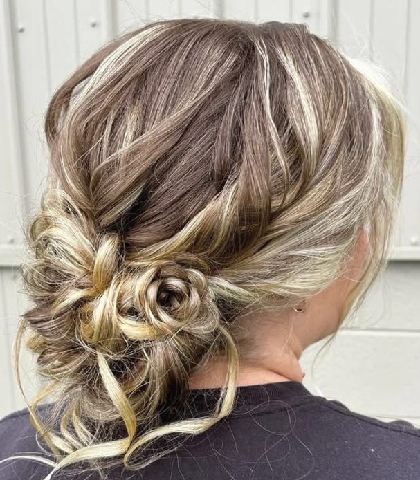 Messy Updo with Soft Bangs