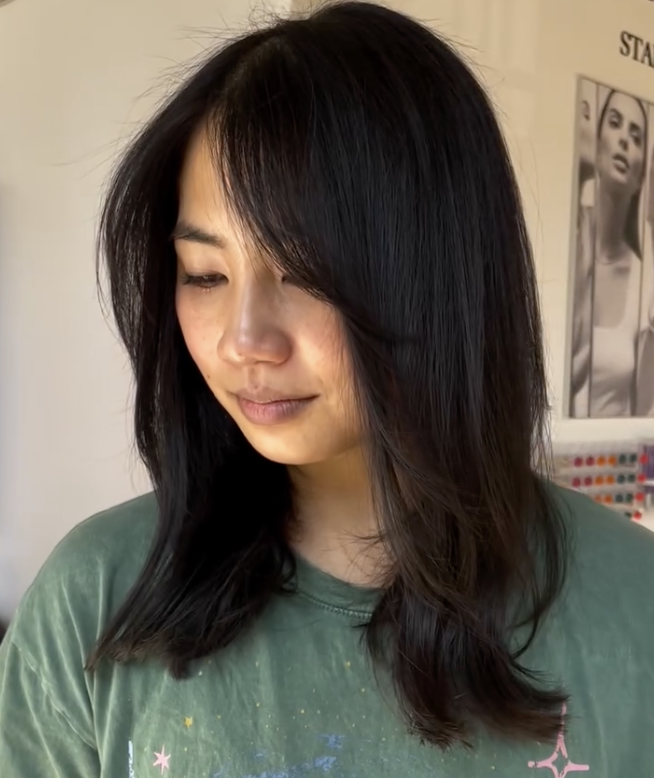 Mid-Length Hair with Blended Face Framing Layers
