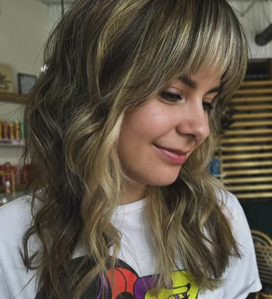 Mid-Length Shag with Chunky Blonde Highlights