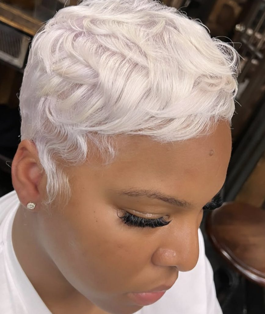 Platinum Blonde Crop Cut
