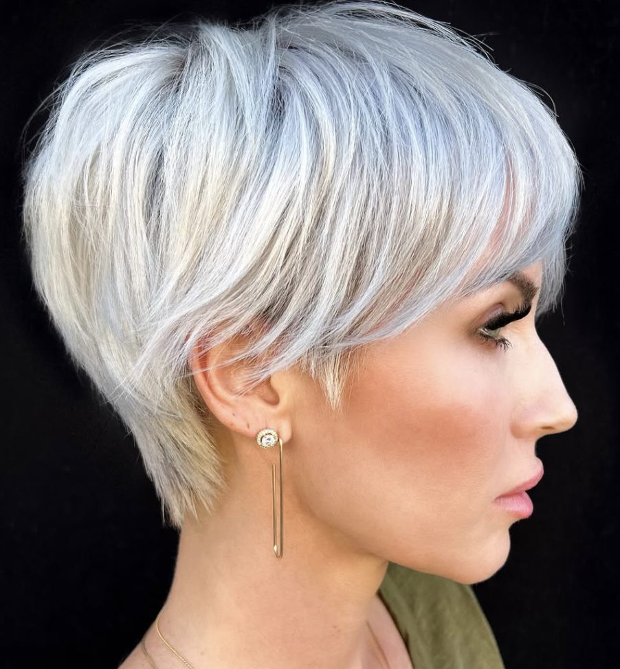 Platinum Pixie Cut with Side Bangs