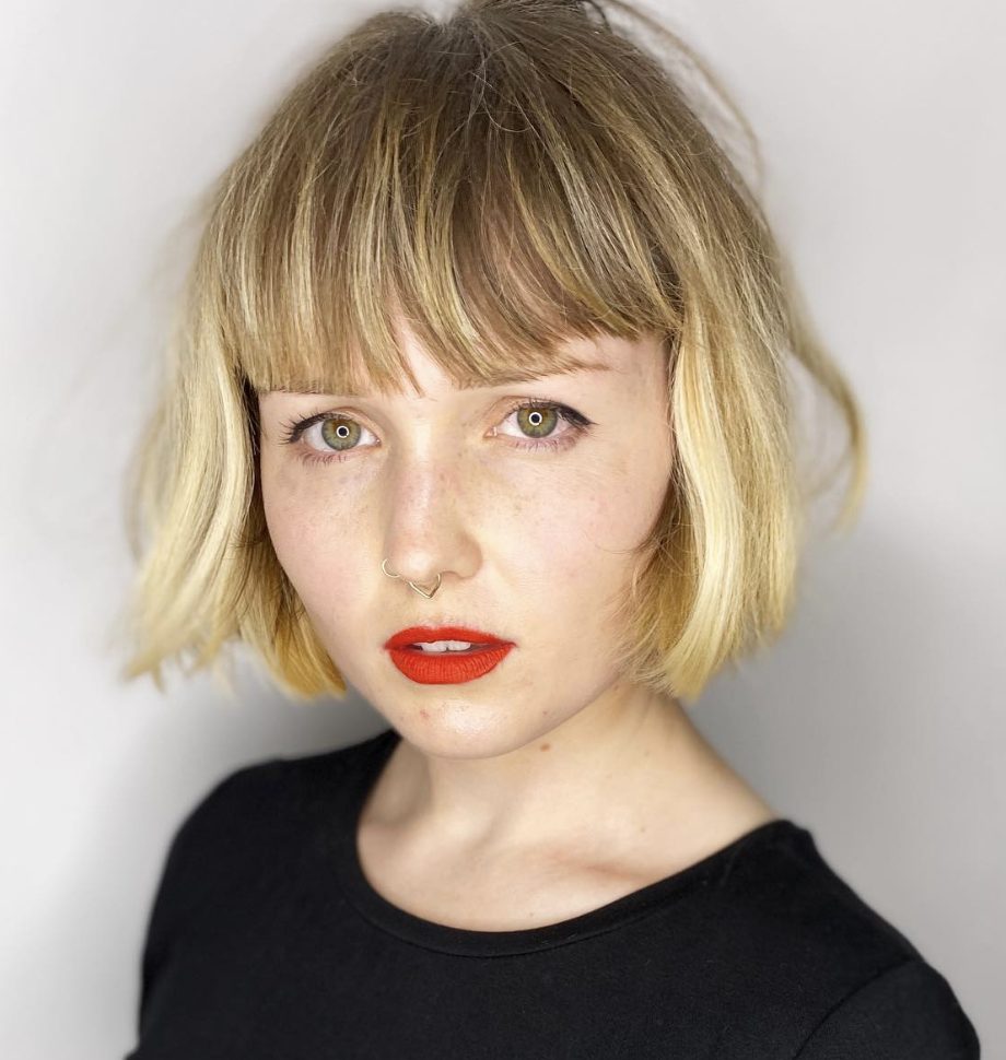 Razor-Cut Bob with Blunt Bangs