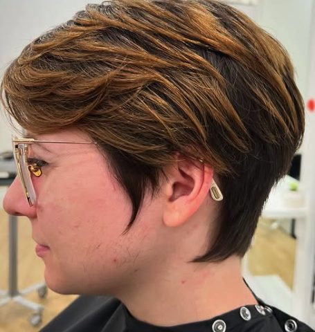 Sassy Layered Pixie with Subtle Highlights