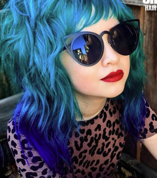 Shag Cut with Electric Blue Tips