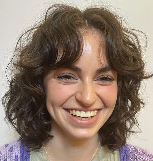 Shaggy Bob with Defined Curls and Fringe