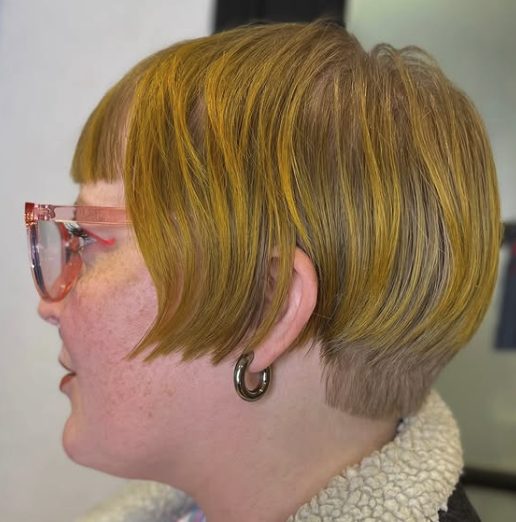 Short Layered Crop with Blunt Bangs