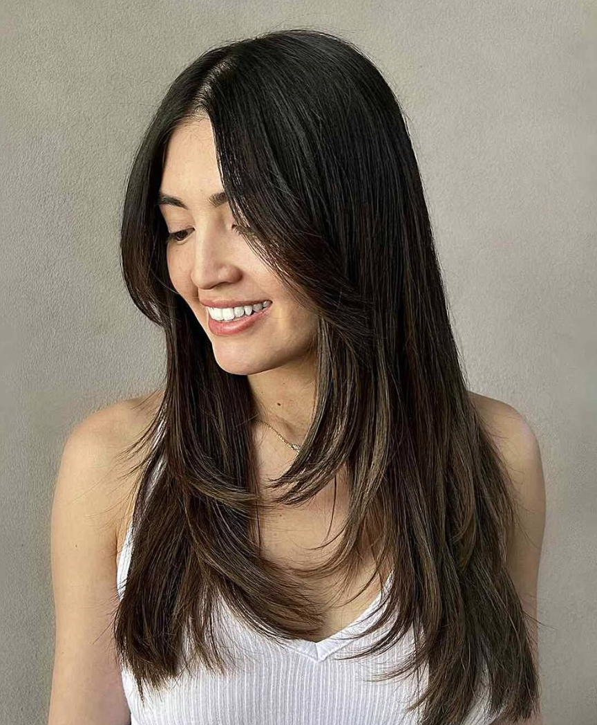 Sleek and Straight Medium Hair with Long Layers