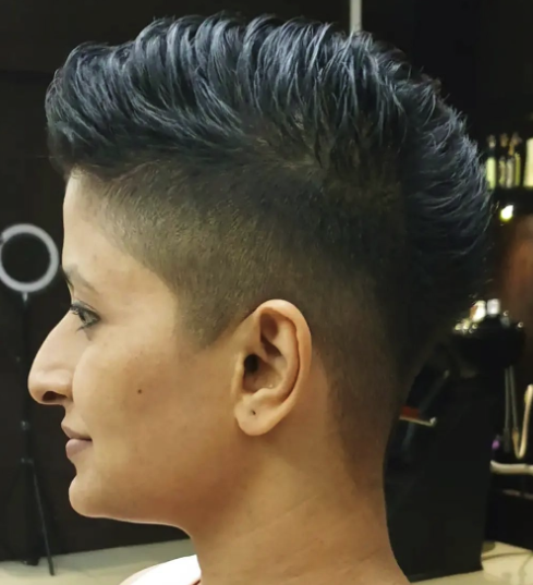 Sleek Dark Brown Fauxhawk with Undercut