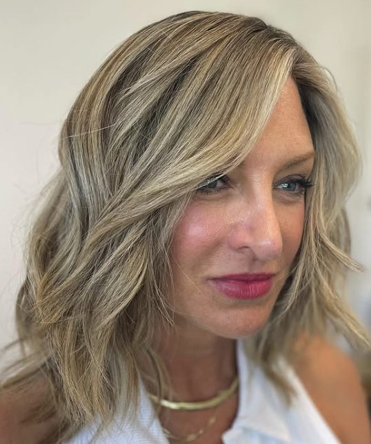 Soft Layered Midi with Curtain Bangs