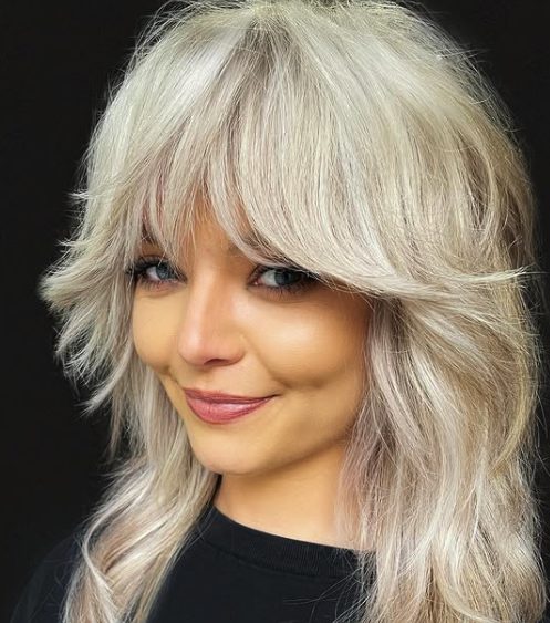 Soft Shag with Long Side-Swept Bangs