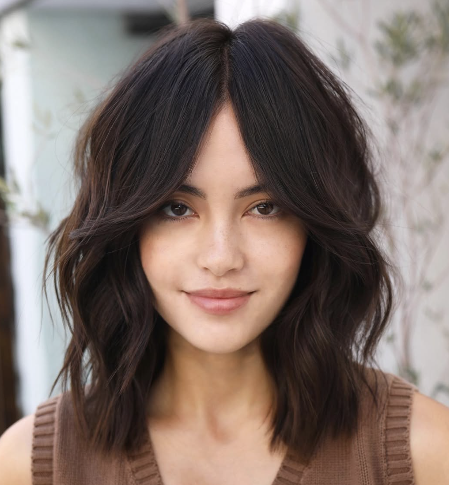 Soft Shoulder Length Cut with Curtain Bangs