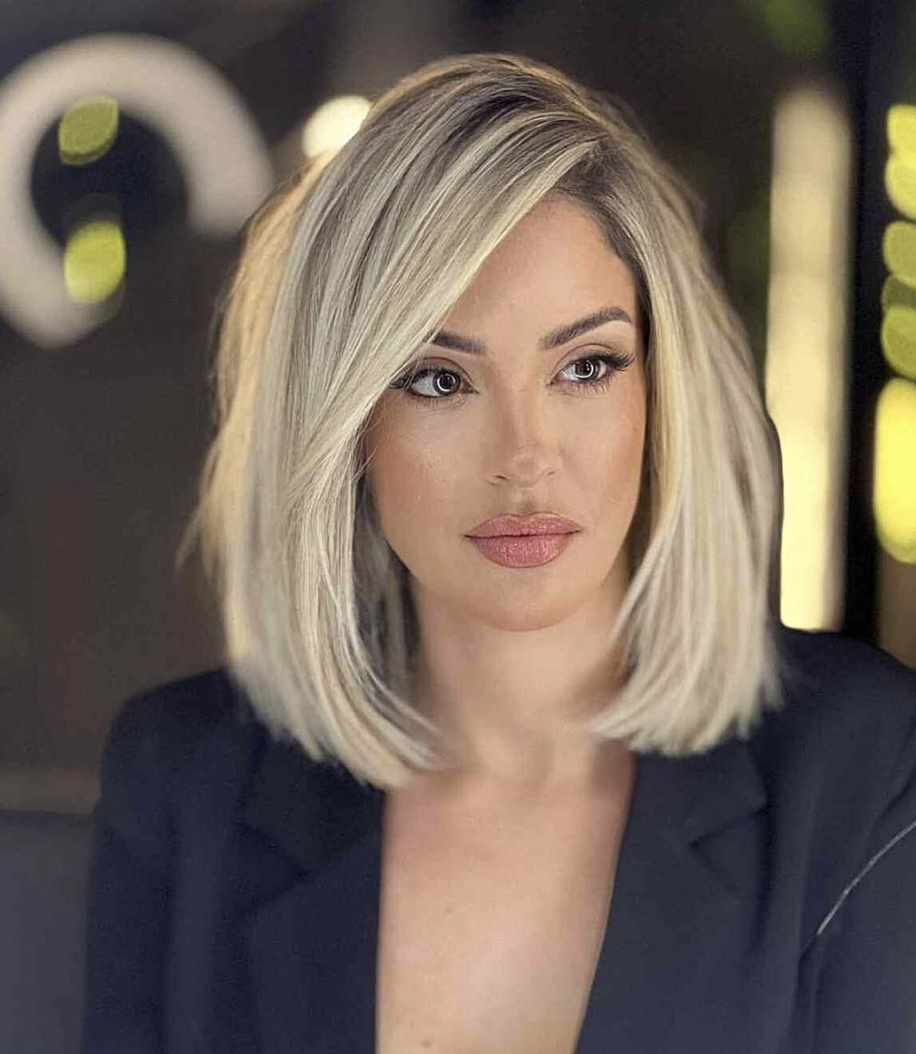 Straight Medium Hair with Angled Layers