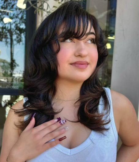 Swooping Bangs on Chocolate Brown Hair