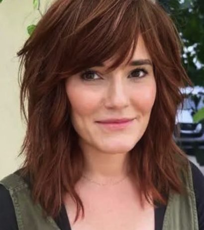 Tousled Mid-Length Shag with Side Bangs