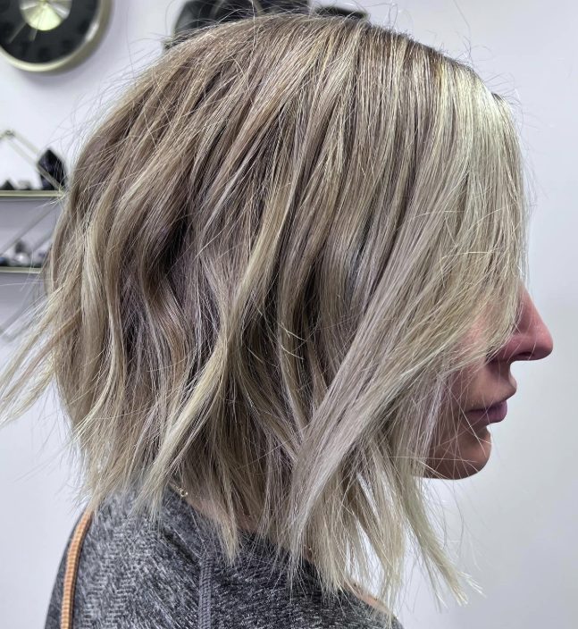 Wavy-Angled Bob with Subtle Layers